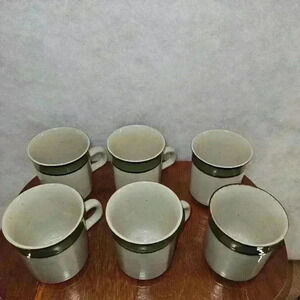 Vintage Rainbow Stoneware Mango (Green/Cream Speckled) #656 Set Of 6 Coffee Mugs